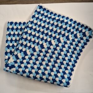 Blue and White Crochet Baby Blanket
